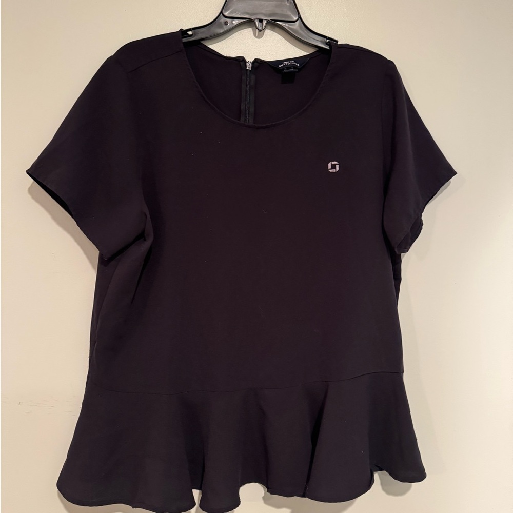 Lands' End Navy Peplum Blouse